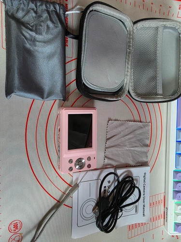 Pink compact digital camera - pink,